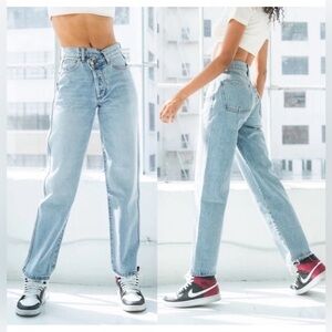 Revice Women Size 23 Crossover Cotton 90s Baby Straight Leg Denim NEW‎ Mom Jeans